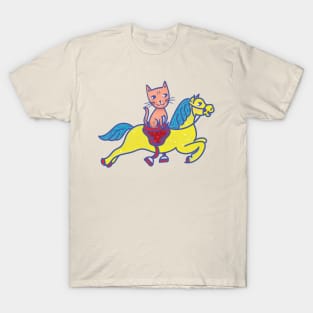 Happy Cat and Carousel Horse T-Shirt